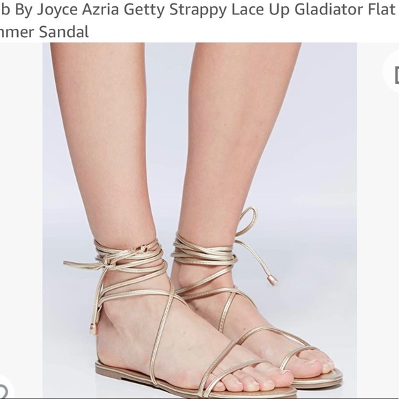 Gold Gladiator Lace Up Sandals (Vegan Leather) - Picture 2 of 9